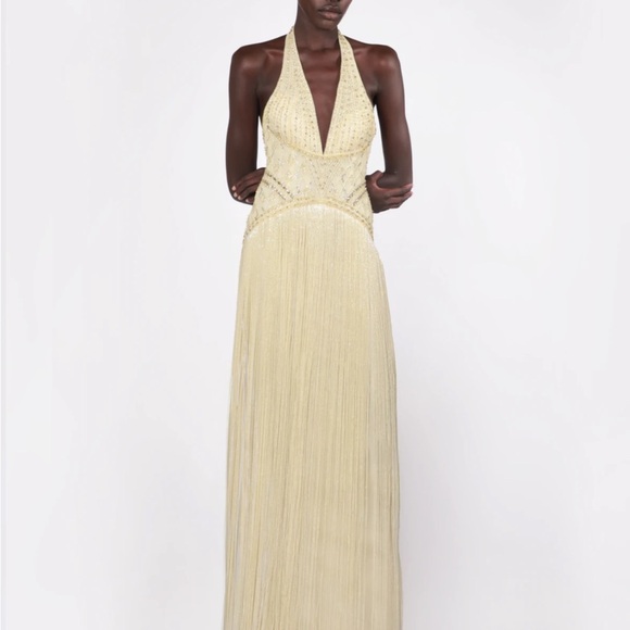 Aleen Sabbagh Dresses & Skirts - Elegant Cream Backless Halter Gown